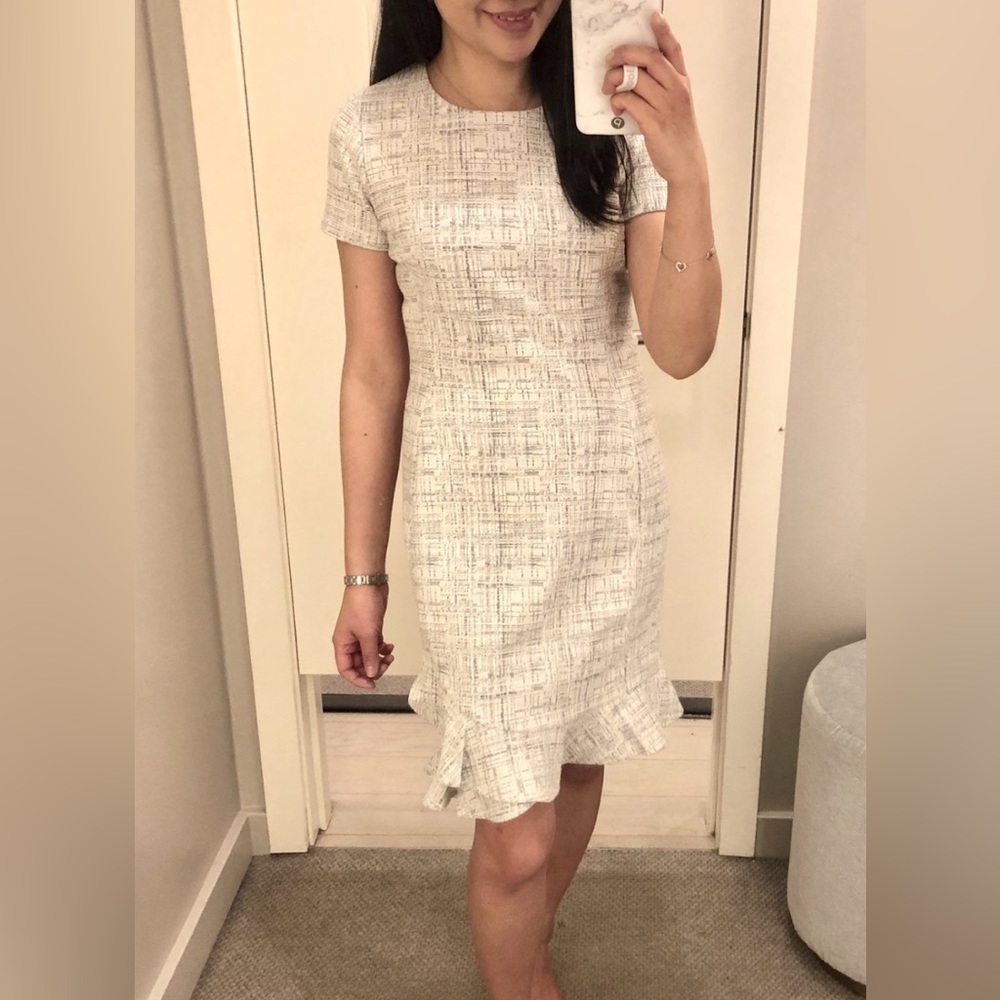 Ann Taylor Cream Tweed Mini Dress - Size 14